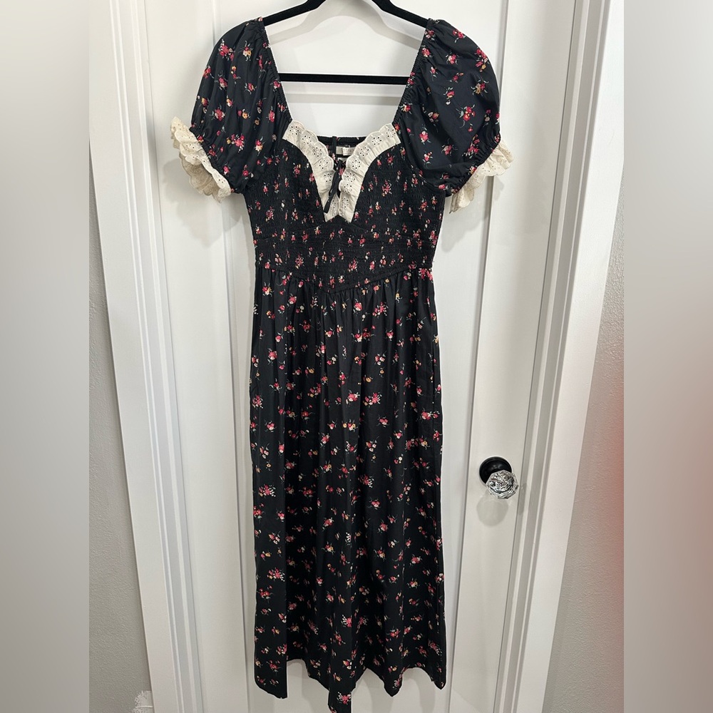 Christy Dawn Madeline Dress in Lantana Blooms Black, Size M